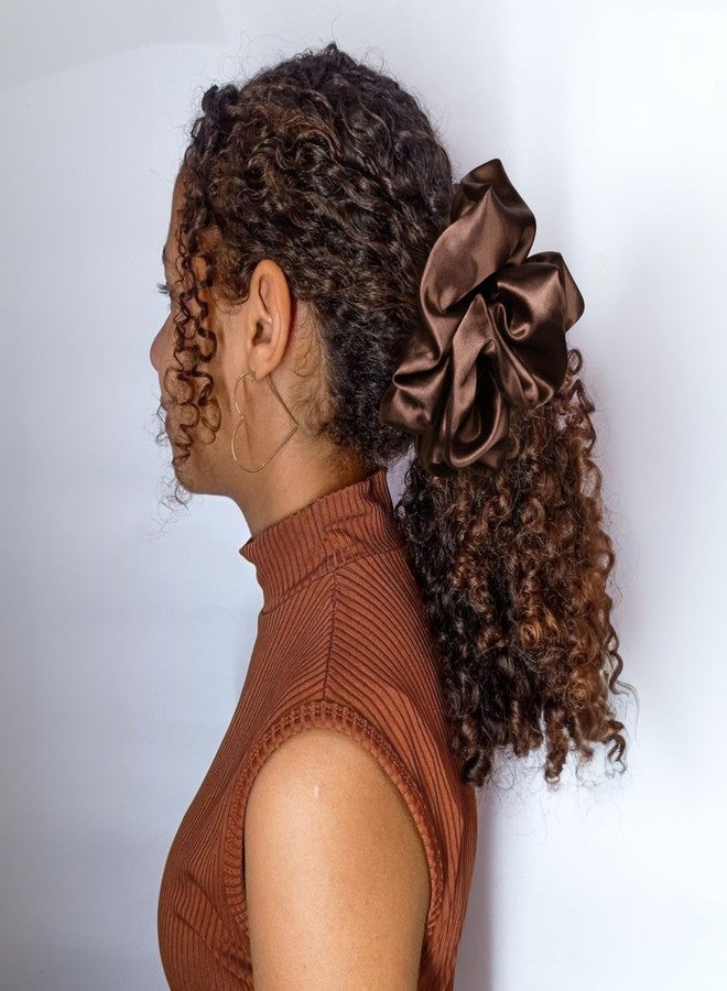 CEELGON Dark Brown Big Satin Scrunchie6.5 Inches Jumbo Scrunchies Silky Hair Ties Oversized Ponytail Holderfor Thick Curly Hair Extra Large Hair Accessories for Women (Espresso) - Image 4
